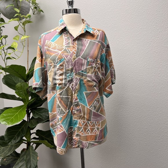 Guess Tops - Vintage Guess 1990's USA Pastel Abstract Shirt Junior Womens Size 1 Button Front